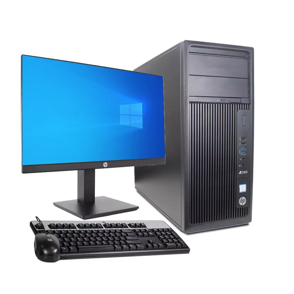 HP WorkStation Z240 Tower Intel Xeon E3-1245 16 GB RAM 512 GB SSD Monitor 24"