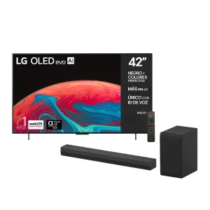 LG Pantalla 42 Pulgadas OLED EVO AI C5 4K Smart TV webOS 2025 + Barra de Sonido de Regalo Modelo LG S40T 2.1 Canales